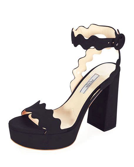 prada scalloped suede sandals black|Prada platforms.